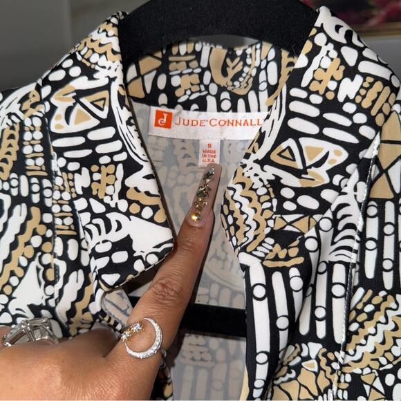 Jude Connally Chris Tunic Dress Elephant Print, Black Cream White - Picture 5 of 10